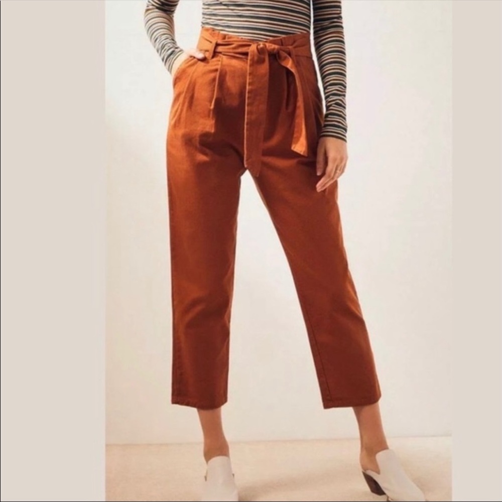 Pacsun Burnt Orange Twill Paperbag Pants XS